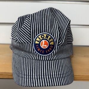 Lionel Train blue and white denim‎ cotton striped Engineer youth Cap